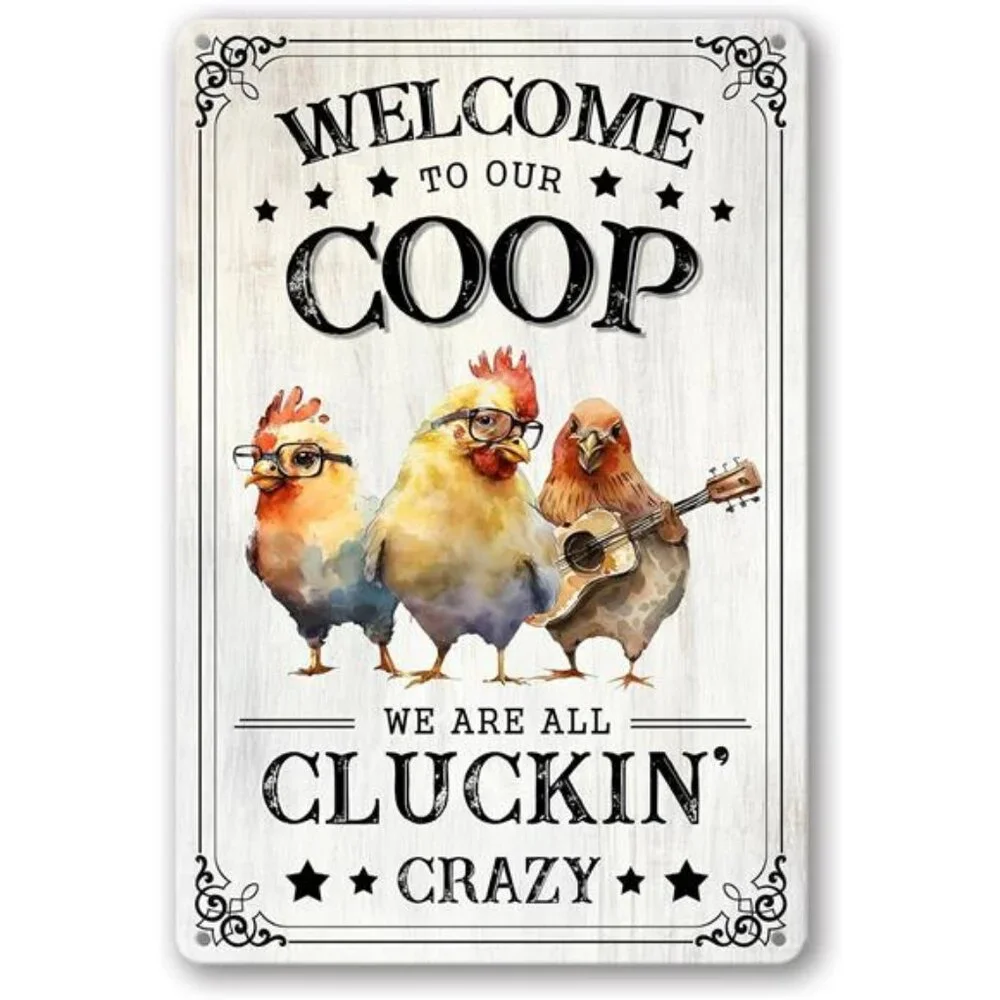 Chicken Signs for Coop Funny Outdoor Farm Decor Chicken Coop Signs Welcome to